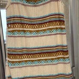 Elegant Crochet Striped Mini Dress